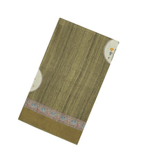 Olive Green Printed Synthetic Tussar Silk Saree With Zari Border-SY0074