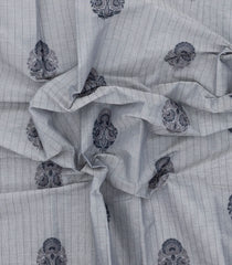 Grey Woven Rasipuram Cotton Saree With Stripes & Buttas-RA2579