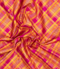 Pink & Peach Handloom Kanchipuram Silk Saree With Silk & Zari Checks-KA15871