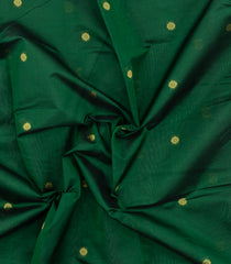 Dark Green Handloom Silk Cotton Saree With Zari Buttas & Contrast Border-SC4655