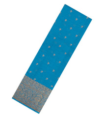 Steel Blue Woven Tussar Silk Saree With Floral Buttas-TU3582