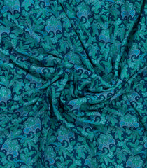 Dark Blue Woven Pure Silk Saree With Printed Floral Motifs-PS0661