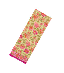 Beige Printed Crepe Silk Saree With Floral Motifs-PS0902