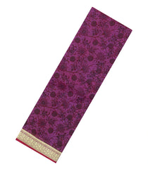 Purple Printed Silk Saree With Floral Motifs & Zari Border-PS0679