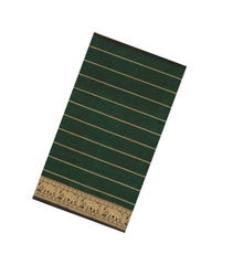 Bottle Green Handloom Silk Cotton Saree With Veldari Stripes-SC4412