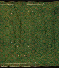 Green Printed Modal Silk Saree With Sequin Motifs-PS0749