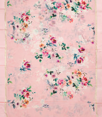 Baby Pink Woven Georgette Silk Saree With Printed Floral Motifs-PS0558
