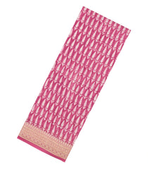 Bubblegum Pink Printed Chanderi Cotton Saree With Floral Motifs-CC1442