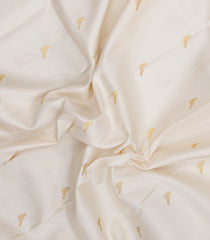White Handloom Korvai Kanchipuram Silk Saree With Zari Buttas-KA15901