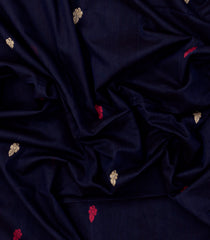 Navy Blue Handloom Bengal Cotton Saree With Floral Buttas-BG1682