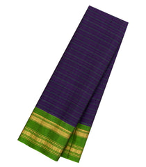 Purple Handloom Gadwal Silk Cotton Saree With Stripes-GA0401