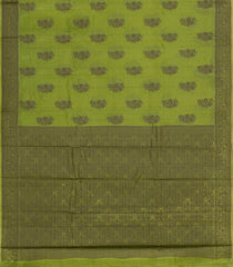 Green Woven Tussar Silk Saree With Floral Buttas-TU3407