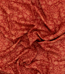 Crimson Printed Pure Silk Saree With Floral Motifs-PS0829