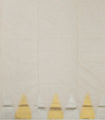 Off White Handloom Kerala Cotton Saree With Zari Buttas & Border-KEC1031