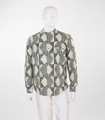 Olive green short kurta with abstract print-EW1112