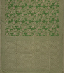 Green Woven Art Linen Saree With Floral Motifs-BL5646