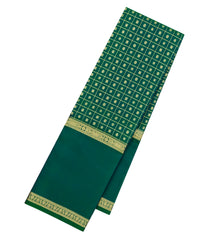 Green Handloom Kanchipuram Silk Saree With Checks & Buttas-KA15659