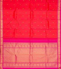 Red Handloom Kanchipuram Silk Saree With Buttas & Contrast Border-KA13046