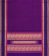 Violet Handloom Silk Cotton Saree With Checks & Dots-SC4106