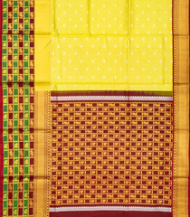 Lemon Yellow Handloom Chirala Soft Silk Saree With Checks-Lime Yellow