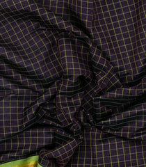 Black Handloom Silk Cotton Saree With Dotted Checks-SC3929