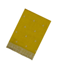 Mustard Synthetic Vichitra Zari Embroidery With Stone Work-BL5467
