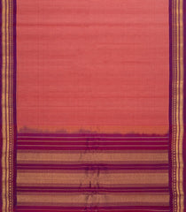 Dark Peach Handloom Gadwal Silk Cotton Saree With Contrast Border-GA0483