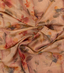 Peach Woven Synthetic Cotton Saree With Printed Floral Motifs-BL4730