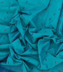 Sky Blue Handloom Rasipuram Cotton Saree With Floral Buttas-RA2516