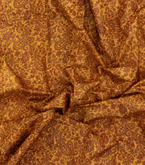 Yellow Printed Silk Saree With Floral Motifs-PS0697