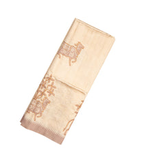 Light Peach Woven Blended Dupion Saree With Embroidered Cow Motifs-BL3849