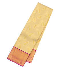 Cream Handloom Kanchipuram Silk Saree With Floral Vine Motifs-KA15845