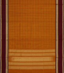 Oil Mustard Handloom Silk Cotton Saree With Checks & Contrast Border-SC4193