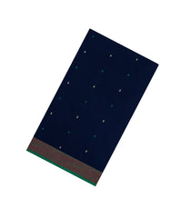 Midnight Blue Handloom Village Cotton Saree With Buttas-VC1663