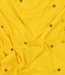Yellow Handloom Bengal Cotton Saree With Black Buttas-BG1562