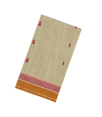Taupe Handloom Silk Cotton Saree With Buttas-SC4328
