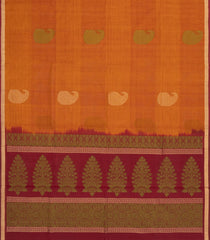 Orange Handloom Village Cotton Saree With Mango Buttas-VC1625