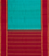 Turquoise Handloom Korvai Kanchipuram Silk Saree With Contrast Temple Border-KA13919