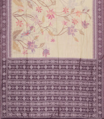 Cream Printed Art Chanderi Saree With Jhalar-SY0018