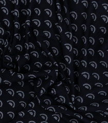 Black Printed Jaipur Cotton Saree With Floral Motifs-JC1609