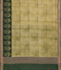 Green Printed Chanderi Cotton Saree With Zari Border-CC1470