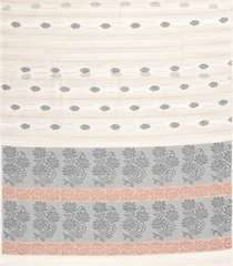 Off White Woven Rasipuram Cotton Saree With Stripes & Buttas-RA2575
