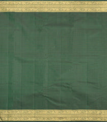 Dark Green Handloom Kanchipuram Silk Saree With Zari Checks & Buttas-KA15907
