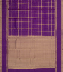 Purple Woven Pure Silk Saree With Zari Checks-EC2611