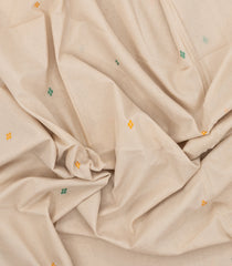 Taupe Handloom Bengal Cotton Saree With Cross Buttas-BG1566