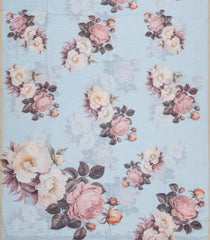 Sky Blue Printed Synthetic Linen Saree With Floral Motifs-SY0481