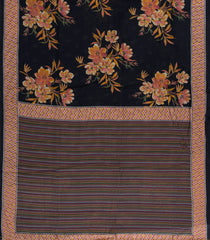 Black Printed Synthetic Silk Tussar Saree With Jhalar-SY0004