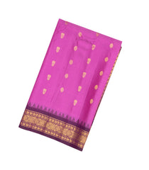 BubbleGum Pink Handloom Gadwal Silk Saree With Buttas & Contrast Border-GA0165