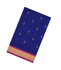 Purple Handloom Silk Cotton Saree With Buttas & Contrast Border-SC4471
