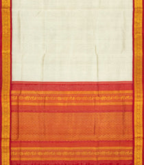 White Handloom 9 Yards Korvai Silk Cotton Saree With Contrast Border-SC3780